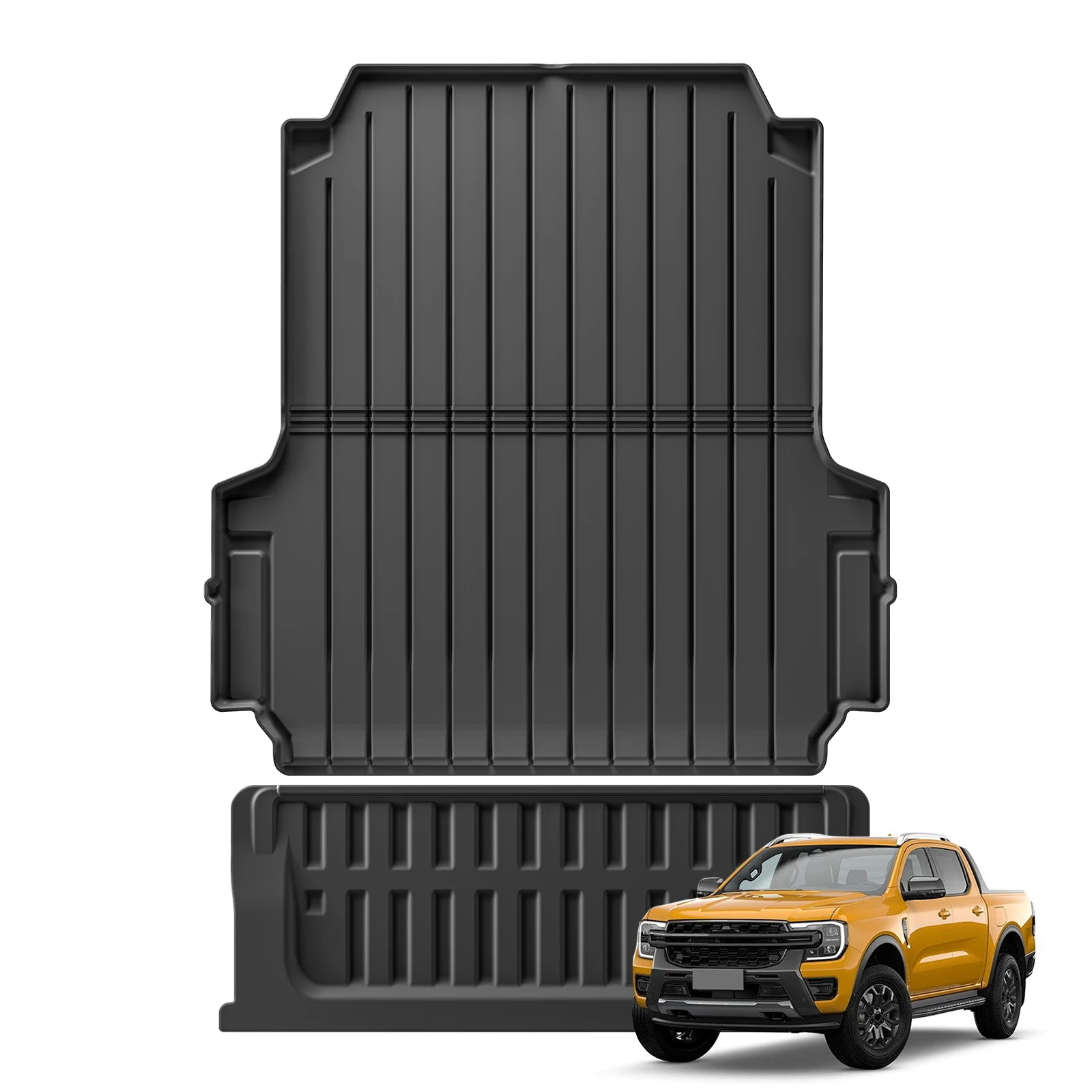for Ford Ranger 2024 2025 fit 5FT 59.6Bed Car Truck Bed Mat Liner Trunk Bed Liner Black TPE 3D Floor mats Set Protection