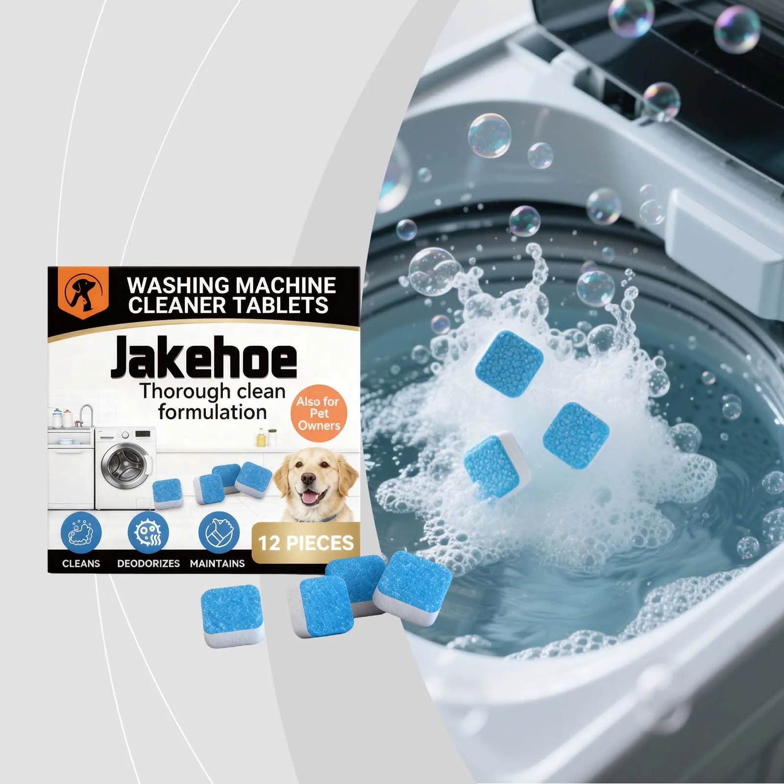 

Washing Machine Cleaner Tablets 12Pcs Gentle Formula Efficient Cleaning For Home Use