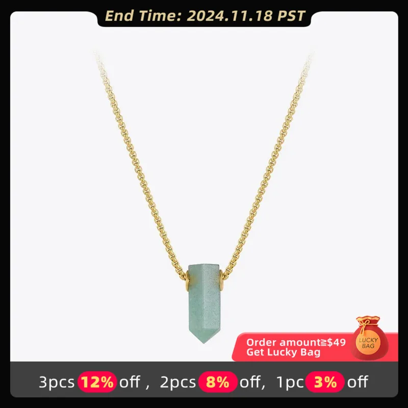 ENFASHION Kpop Pink Stone Necklace For Women Green Pendant Necklaces Stainless Steel Collier Fashion Jewelry Choker Gifts P3259