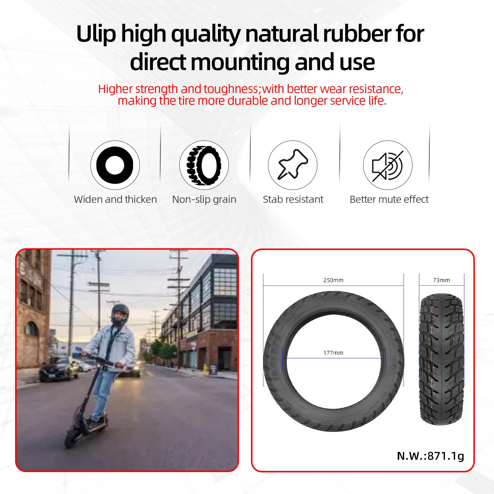 Ulip 10Inch Tubeless Tyre 10.5x2.75 For Segway Ninebot P65 P100 P100S P100SU Electric Scooter 10*2.75 Explosion Proof Tyre Parts