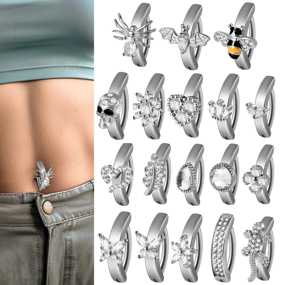 1PC Stainless Steel Butterfly Bee Navel Piercing Clicker Zirconia Inverted Clicker Cute Animals Belly Button Piercing Jewelry