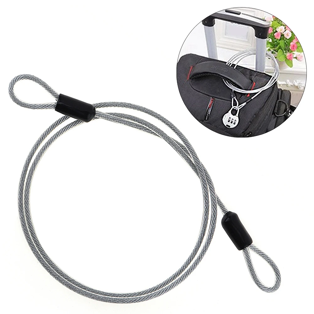 100cm Stainless Steel Safety Cable Double Loop Braided Bicycle Lock Wire Rope Cable for Motorcycle / Bicycle, Flexible Padlock