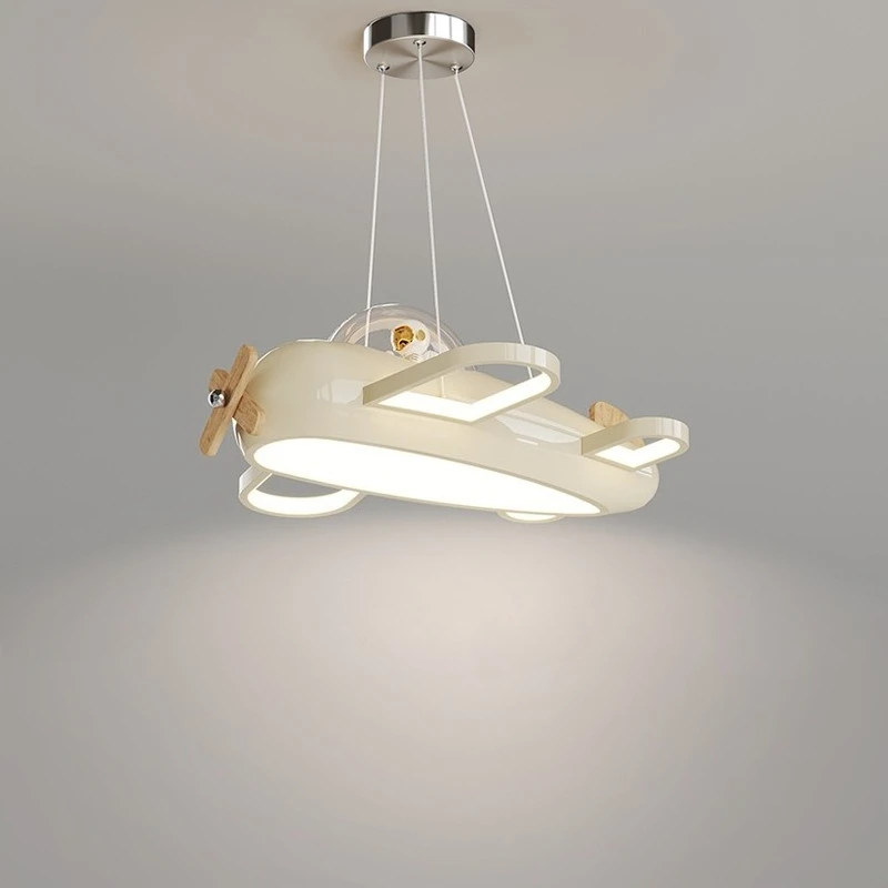 Full Spectrum Eye Protection Ceiling Lamp for Kids Room Airplane Design Cream Style Bedroom Light for Boys Girls Cartoon Room