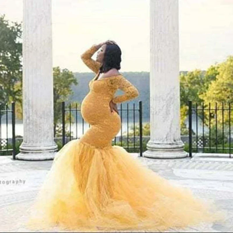 

Sexy Lace Tulle Maternity Photoshoot Dress Long Women's Pregnancy Dress Photography Maxi Gown For Pregnant Baby Shower Clothing