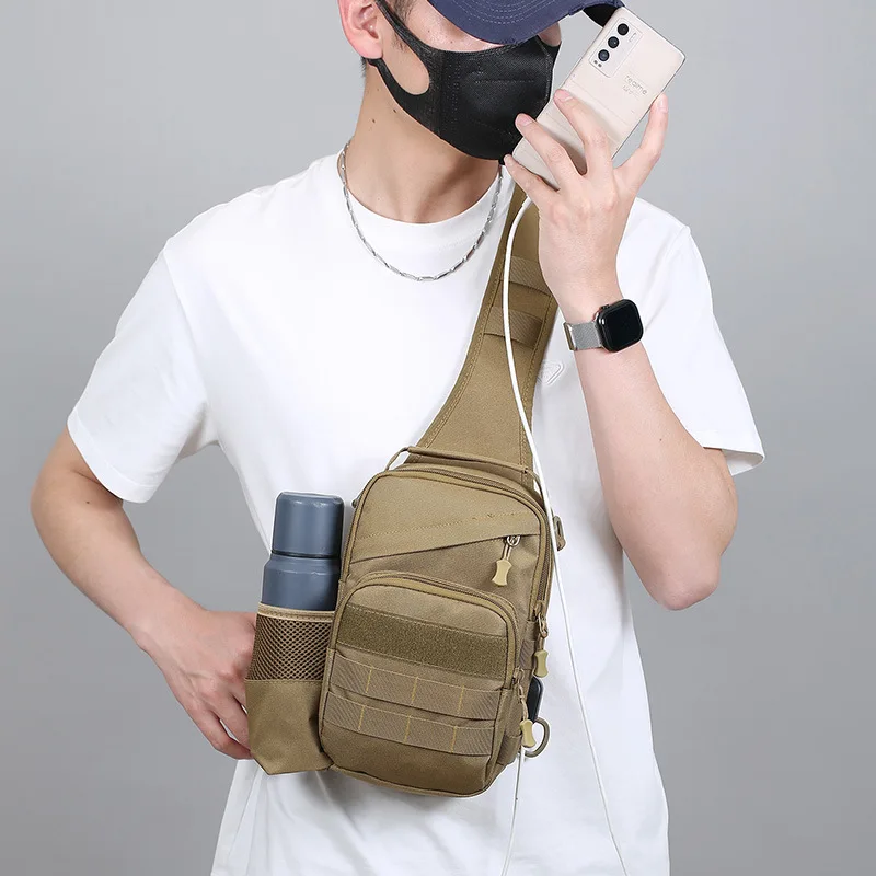 Unisex Small Crossbody Bag for Outdoor Travel Cycling Multi-purpose Chest Pack Men Women Climbing Riding Chest Bag with USB Port