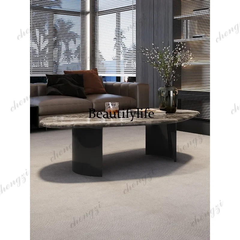 a68 Natural Venice brown luxury stone coffee table special-shaped imported marble small coffee table high-end living room