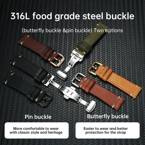 Imagen 2 del producto Correa de cuero de grano completo superior 20mm 22mm 24mm para Panerai Hamilton Fossil accesorios de correa de reloj correa de reloj de liberación rápida