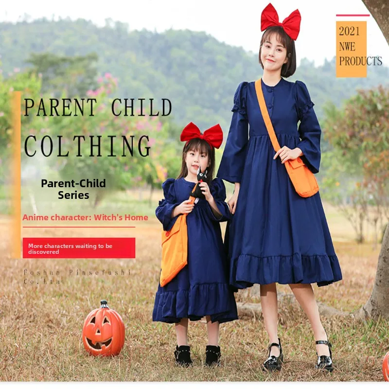 

Костюм для выступлений на Хэллоуин для взрослых и девочек, парные наряды для родителей и детей, костюм феи, ведьмы, домашний наряд для девочек, полиэстер