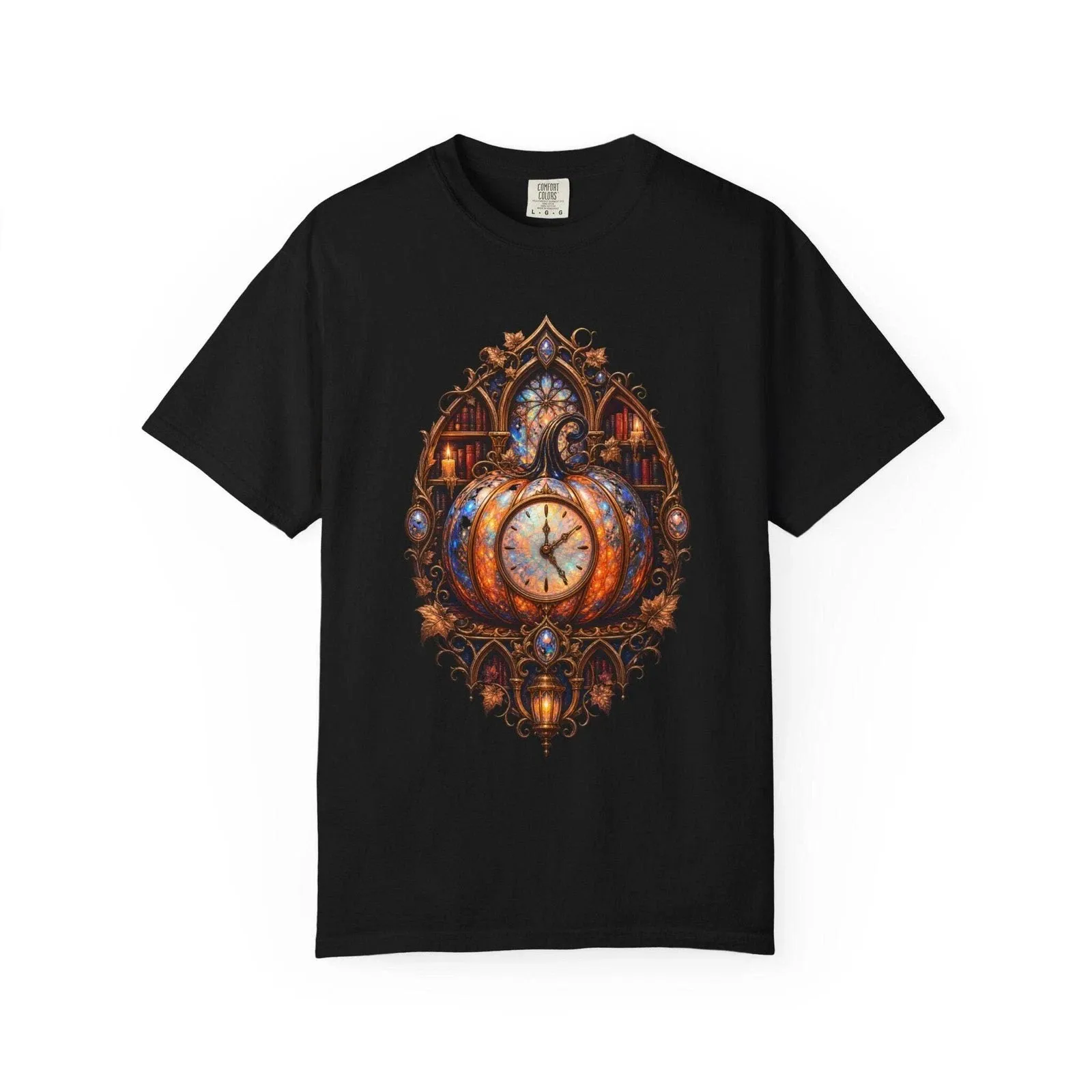 Opal Library Clock Pumpkin T-shirt Graphic Printed Graphic T Shirts Short Sleeve Ropa Hombre