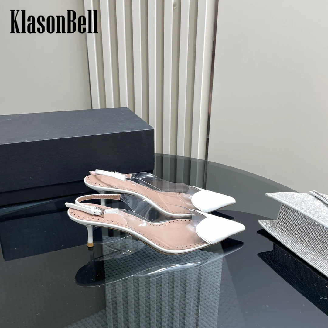 4.7 KlasonBell Fashion Elegant Mixed Colors Kitten Heel Pump For Women Sheer Buckle Strap Party British Style Sandals