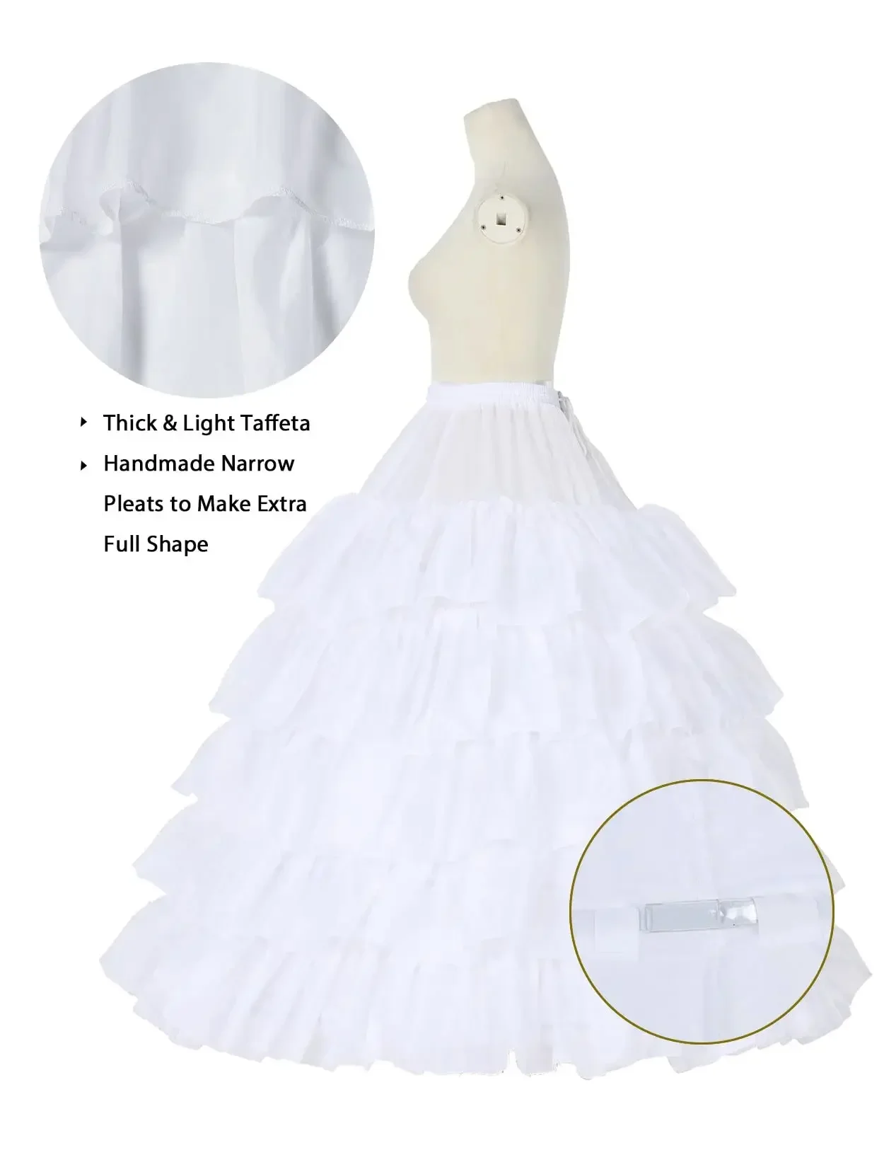 Petticoat ผู้หญิงกระโปรงเจ้าสาว 4 Hoops สําหรับงานแต่งงานชุดความยาว Taffeta สีดําสีขาวสีแดง PLUS ขนาด