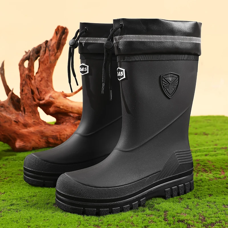 Botas de chuva antiderrapantes impermeáveis para homens, tops altos, sapatos de tornozelo, caminhadas, pesca, água, chef, trabalho, ao ar livre, moda