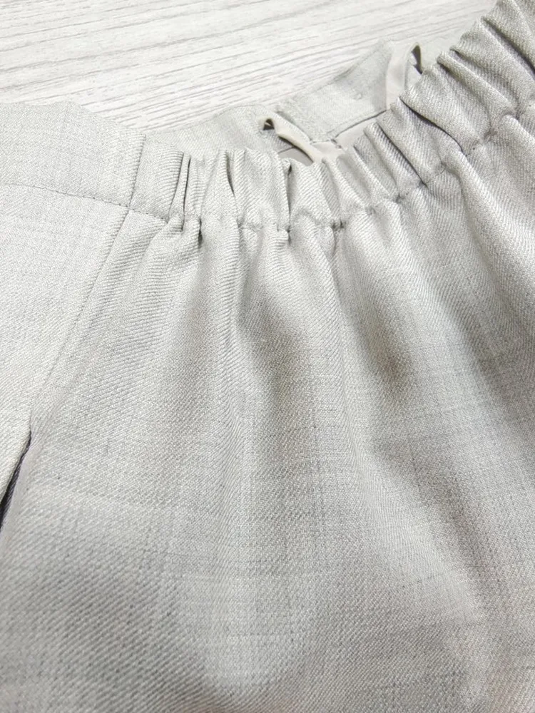 Autunno nuovi pantaloni da abito in misto lana da donna allentati modello diagonale ad alta densità busin casual gamba dritta a vita media pantaloni lunghi...