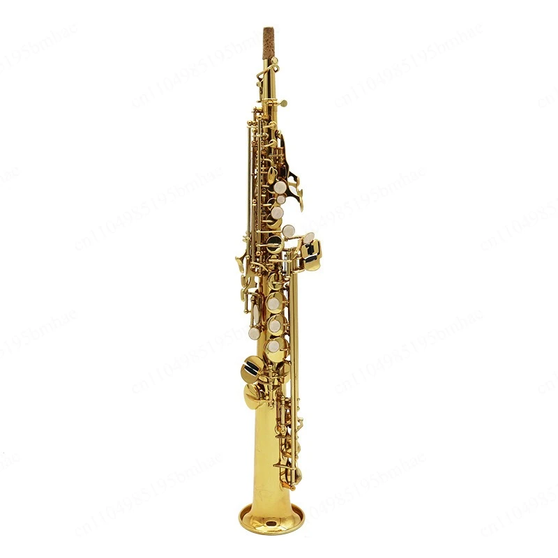 Treble Saxophone Straight B Carved Gold Black Brass Professional Instrument Playing SAX
