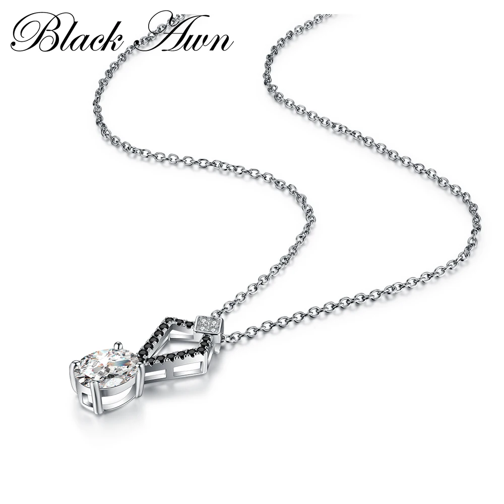 Black Awn Hot Sale Fashion Lucky Trendy Genuine 100% 925 Sterling Silver Necklaces Pendants Jewelry Necklace Women Bijoux P120