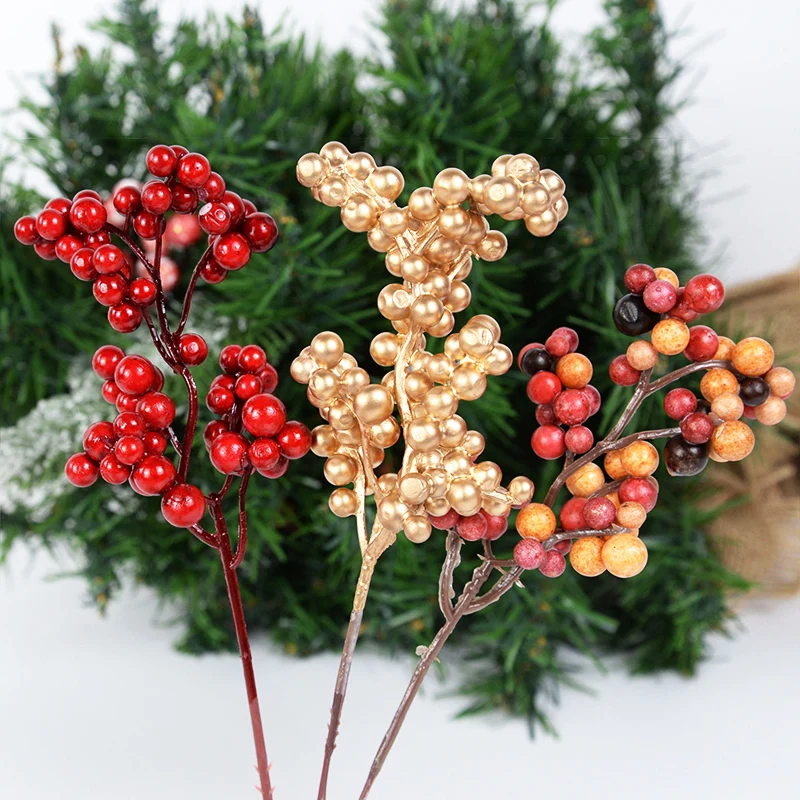 

5pcs Christmas Berry Wedding Party Decorations for Home Christmas DIY Wreath Gift Box Flower Branch Artificial Pine Cone Decor