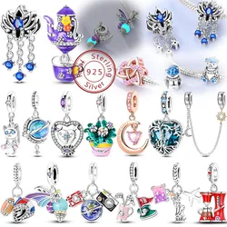 S925 Sterling Silver Hamster Yorkshire Terrier Princess Rugby Sparkling Charms Beads Fit 3mm Original Bracelets DIY Jewelry Gift