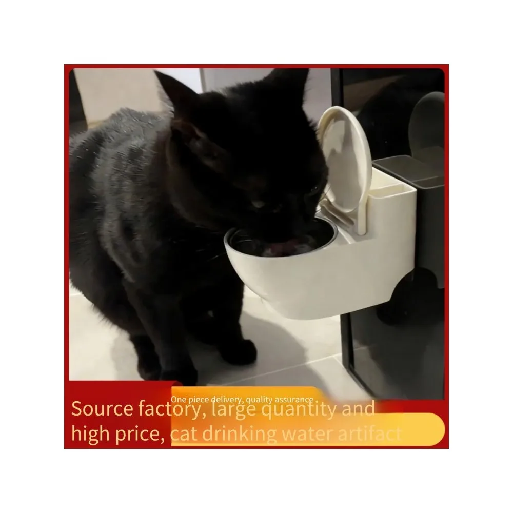 

Family dog and cat creative toilet water dispenser anti-tip hanging drinking bowl artifact food bowl special