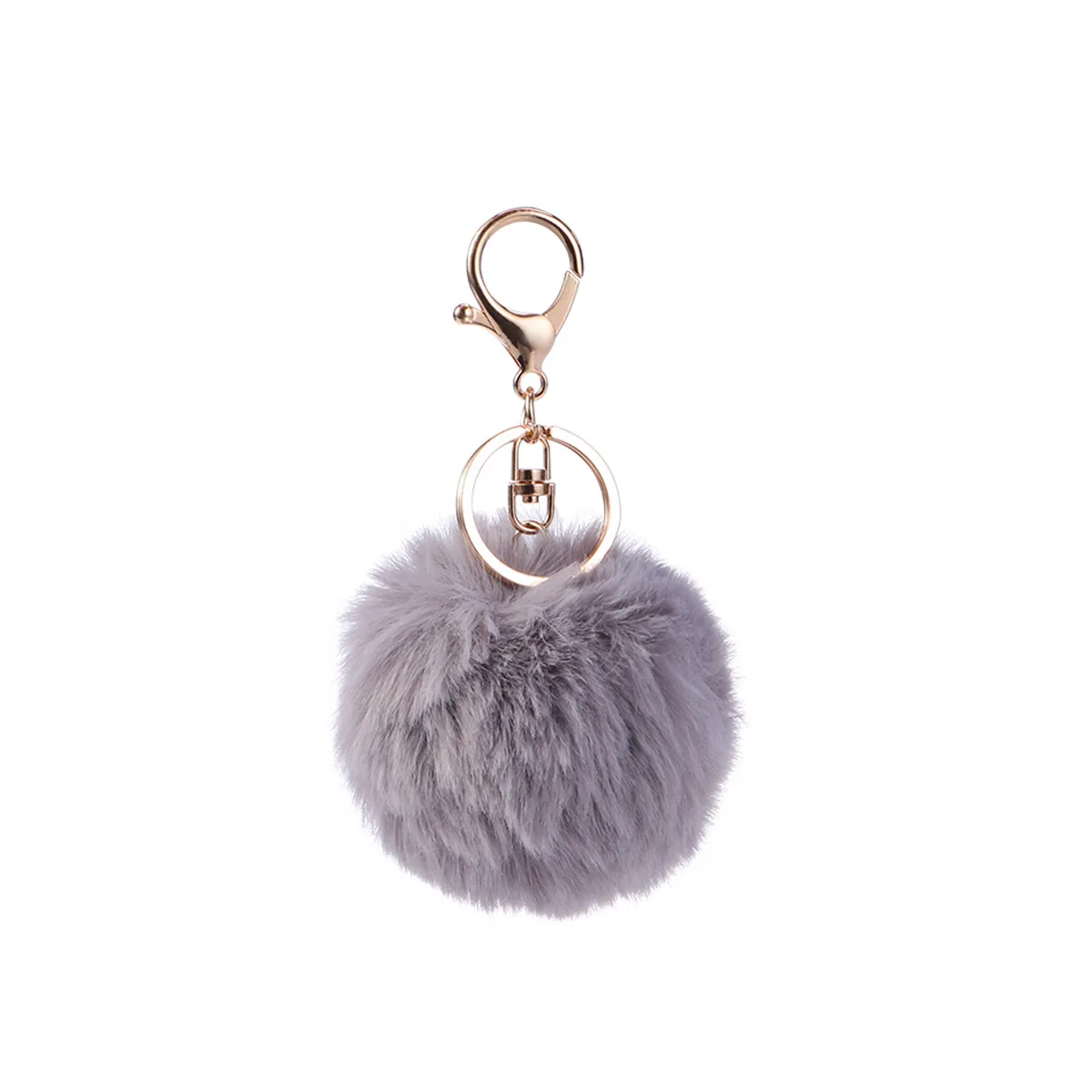 1Pcs Keychain Ball Charm Pendant Imitation Rabbit 8Cm Soft Touch for Car Key Ring Purse Bag Dark Grey Keychain