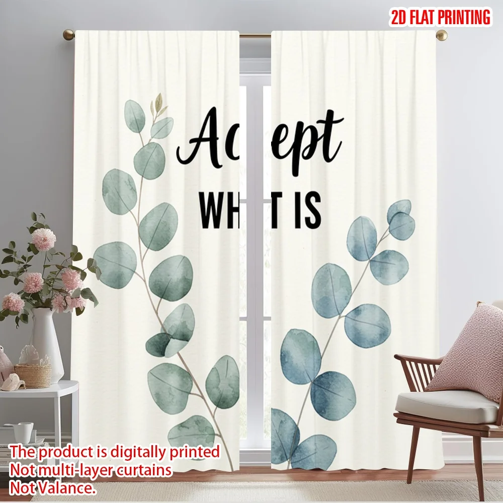 

2pcs 2D flat printing Drapes Accept What Is Eucalyptus Polyester Without Electricity Birthday Party Perfect for Holiday Party