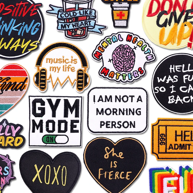 Musik ist mein Leben bestickte Aufnäher auf Kleidung Cartoon/Buchstabe Slogan Aufnäher für Kleidung Aufkleber Eisen auf Patches Dekor