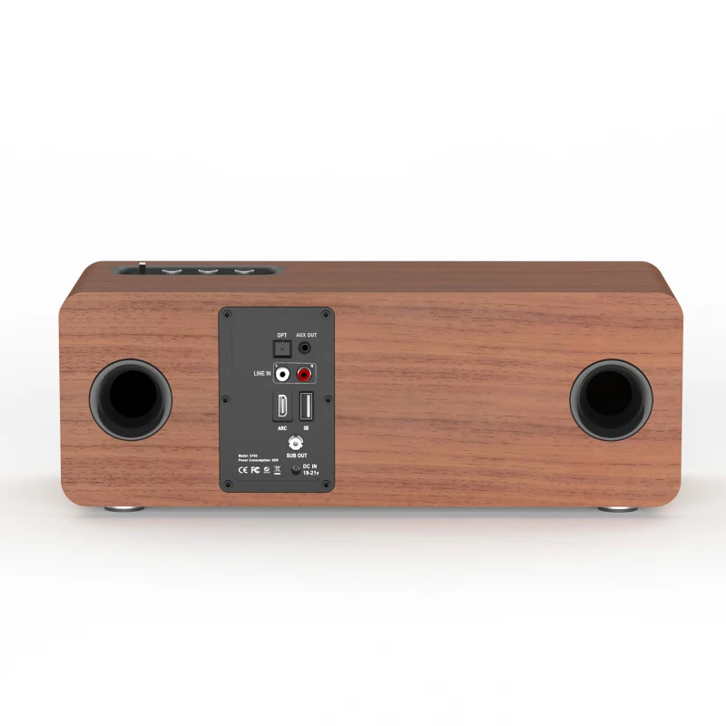 Haut-parleur Bluetooth actif RapBass haute puissance, caisson de basses optique RCA et USB, son surround sans fil, barre de son rétro en bois pour TV et PC, 50W