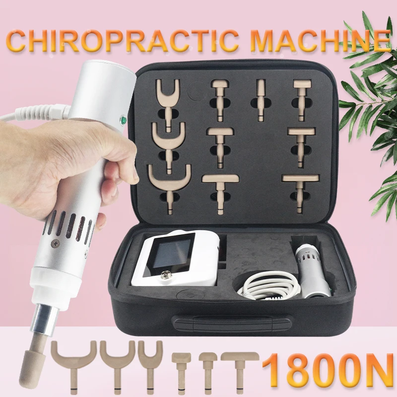 Portable Electric Correction Gun 10Heads 1800N Chiropractic Adjusting Instrument Spine Adjustable Intensity Back Therapy Massage