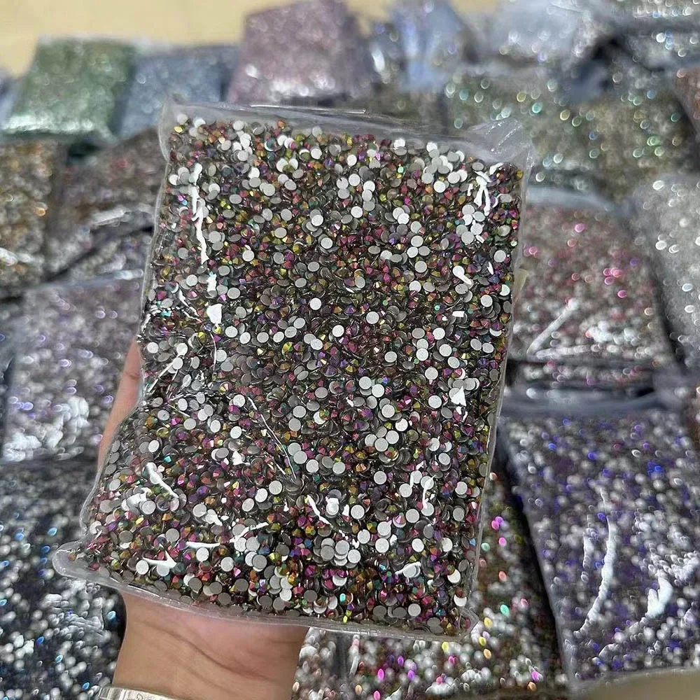 Wholesale 100 Gross Big Pack Non Hotfix  Flat Back Glass Rhinestones 35 Colors Glue on Stones for Mug Cups DIY Craft Decoration