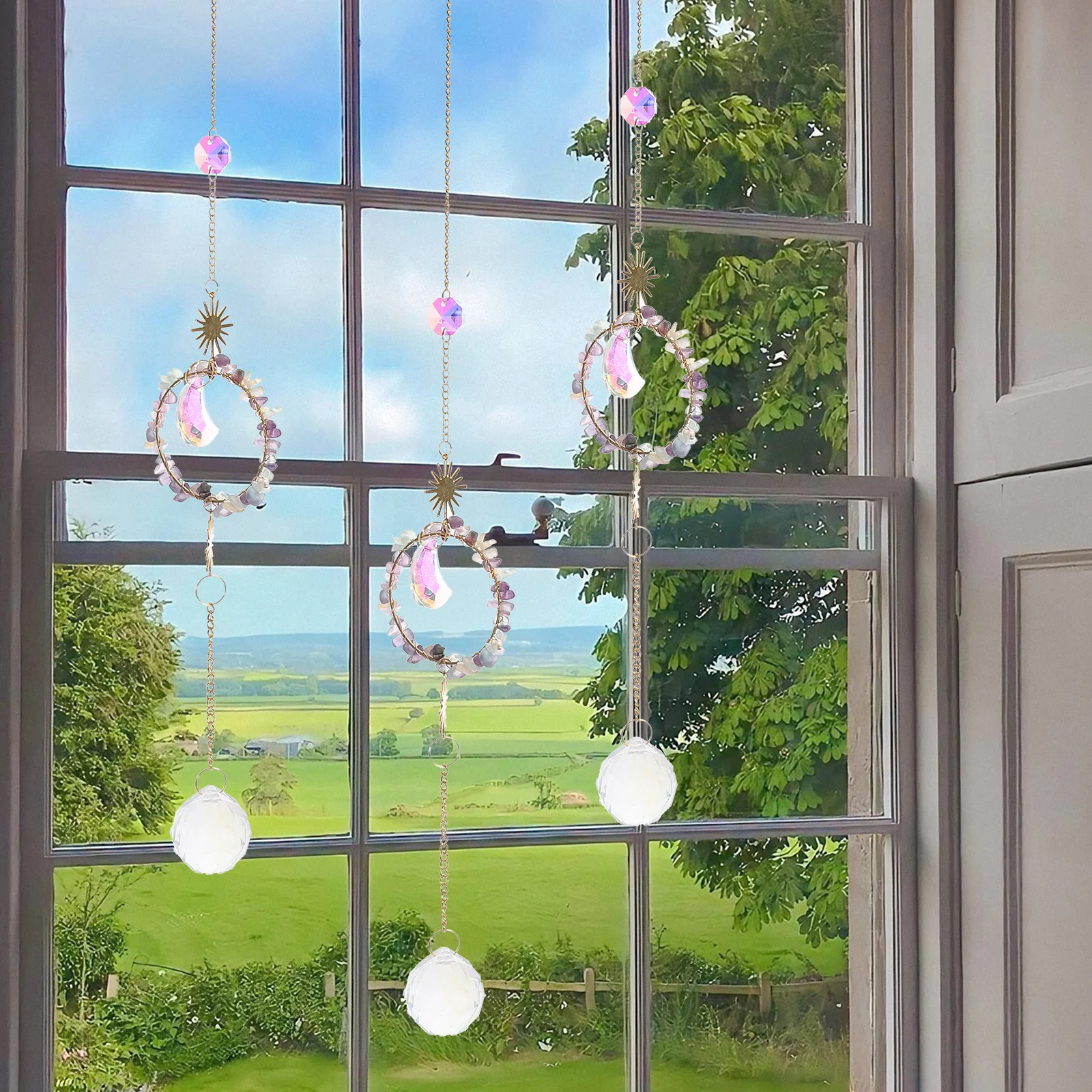 

Catcher Crystal Pendant Decoration Prism Window Garden Hanging Glass for Ornament Decorate