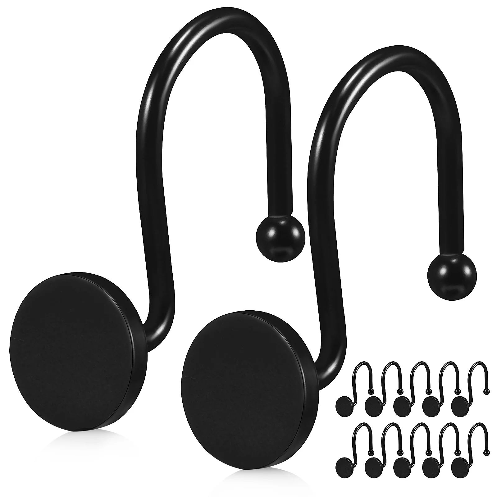 

12 Pcs Bedroom Hooks Curtain Holders Shower for Metal Bathroom Fixing Standard Size Circle Design