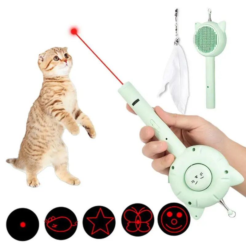 Cat Brush For Shedding Self Cleaning Cat Brush Dog Brush For Indoor Cats Interactive Cat Toys With Retractable Teaser Stick Of