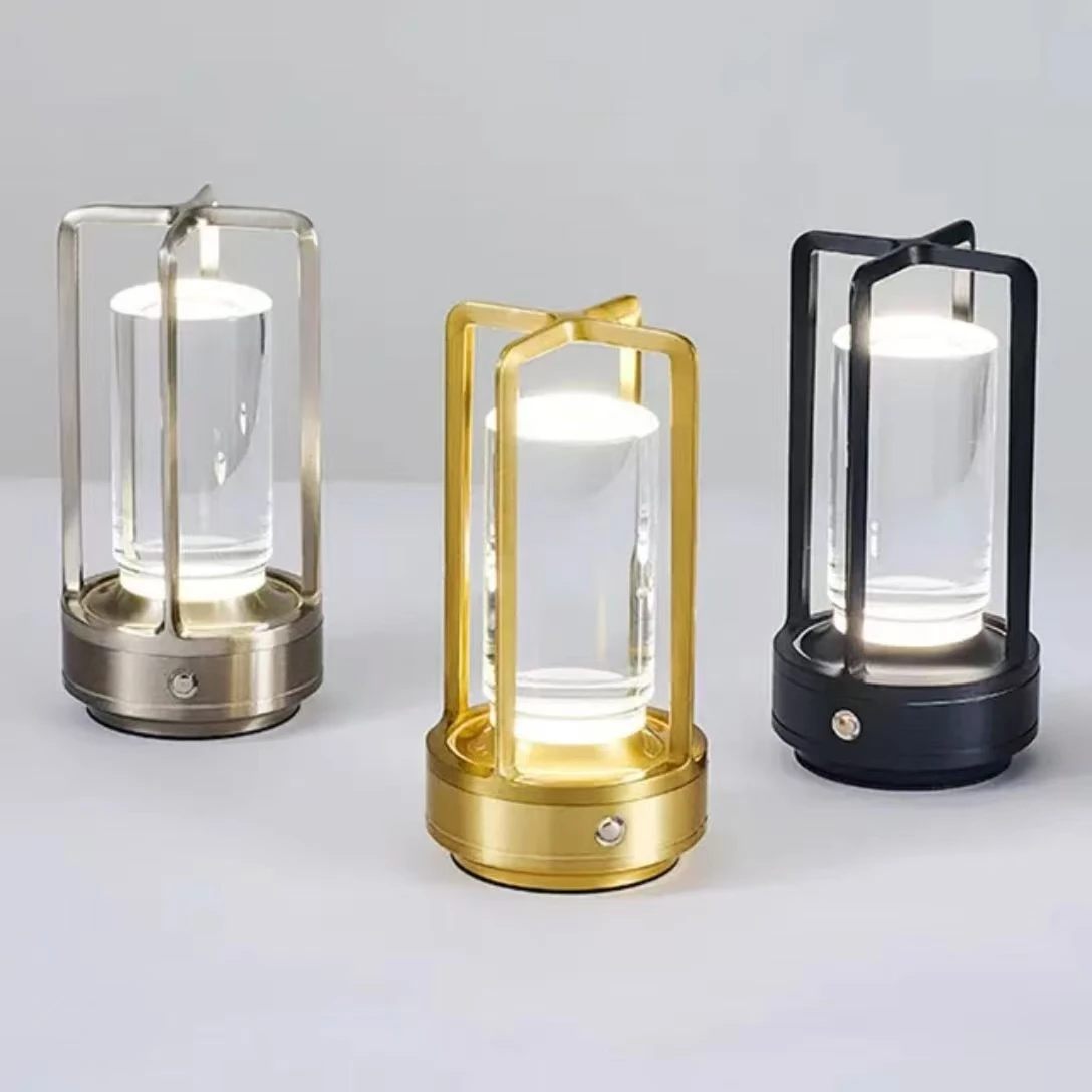 

Golden black silver cross desk lamp button touch USB charging light luxury atmosphere creative bar camping bedside light
