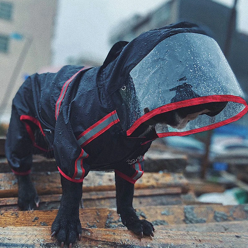 Dog Face Raincoat With Hats Pet Reflective Rainproof Clothes Hoodies Rain Jacket Coat For Small Medium Dogs Apparel Costume