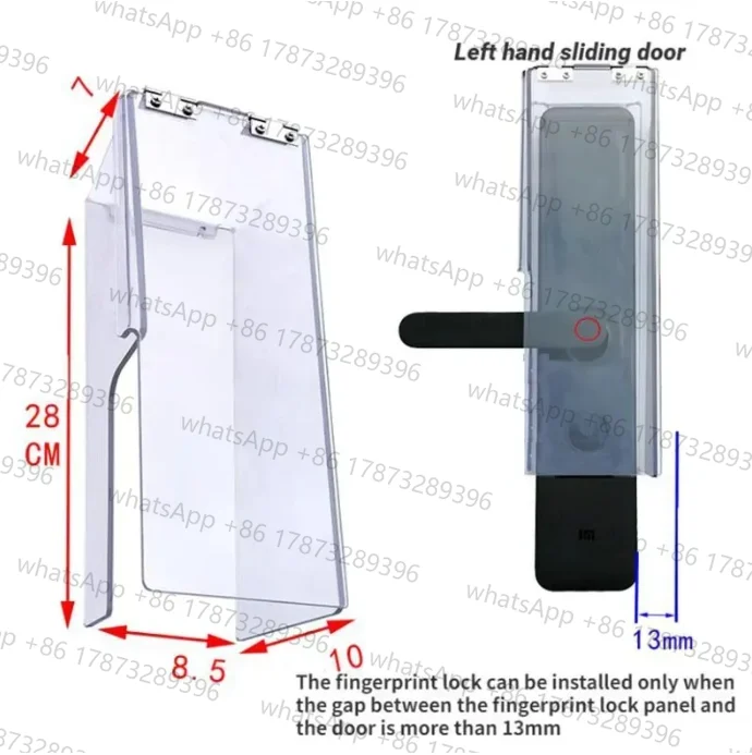 Smart door lock waterproof cover fingerprint lock outdoor flip cover rainproof transparent plastic cover 28×10×8.5cm