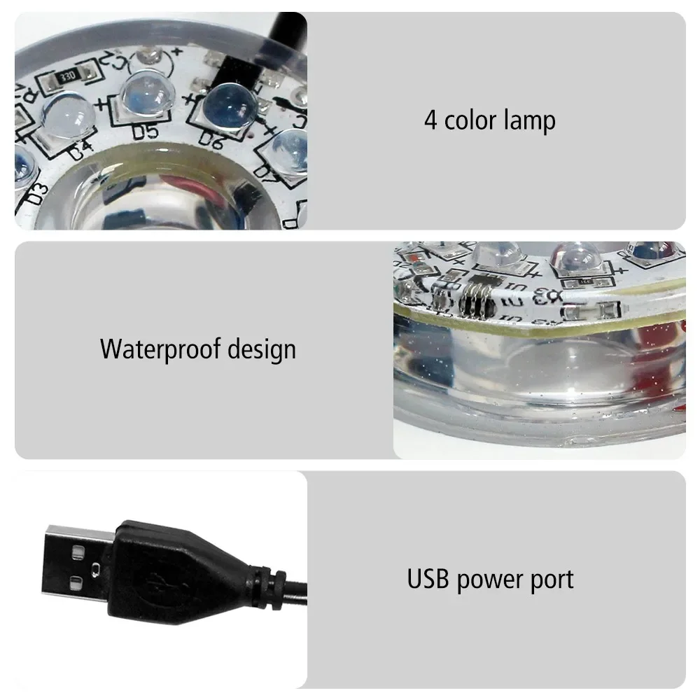 RGB LED خزان الأسماك ضوء مصباح الصيد حوض السمك بركة مصباح USB 5 فولت مقاوم للماء مصباح تحت الماء RGB المحيط ضوء نافورة الديكور
