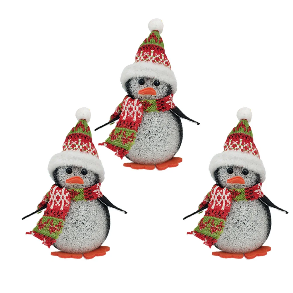 3 قطعة مصباح البطريق عيد الميلاد الملونة LED ضوء الليل لعرض ديكور المنزل لينة توهج هدية البطريق ضوء الليل