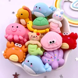 10pcs Colorful Resin Crab shell turtle mermaid Jellyfish Ocean Animal Flatback Figurines Scrapbook Craft DIY Bow Accessory Decor