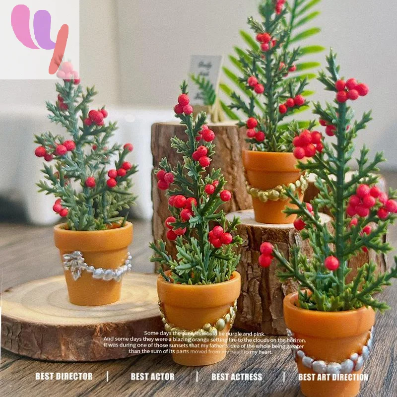 Hot Sale 1pcs Mini Christmas Trees, Small Artificial Christmas Tree Ornament, Miniature Potted Plant Decoration