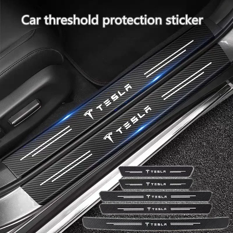 Carbon Fiber Car Sticker Auto Door Trunk Protective Strip Anti Scratch Decal For Tesla Model 3 Model X Model S Model Y