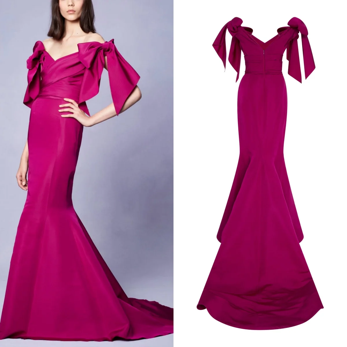 Hot Sale Off The Shoulder matte Rose Red Mermaid  فساتين السهرة vestidos de fiesta  فساتين سهره evening dresses