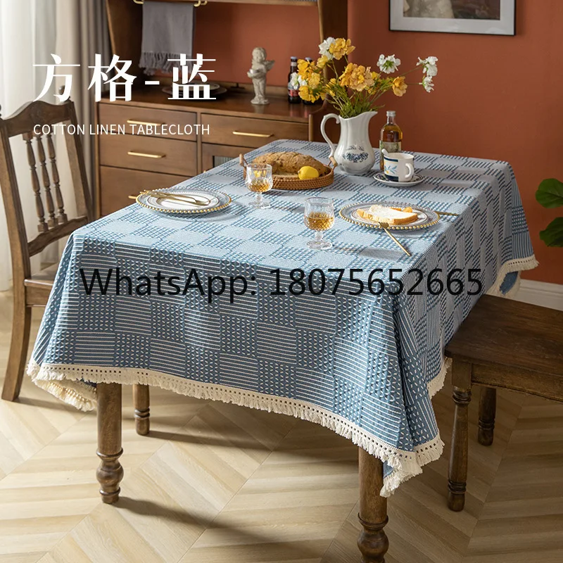 Luxury retro tablecloth with tassels - rectangular, thickened for desks