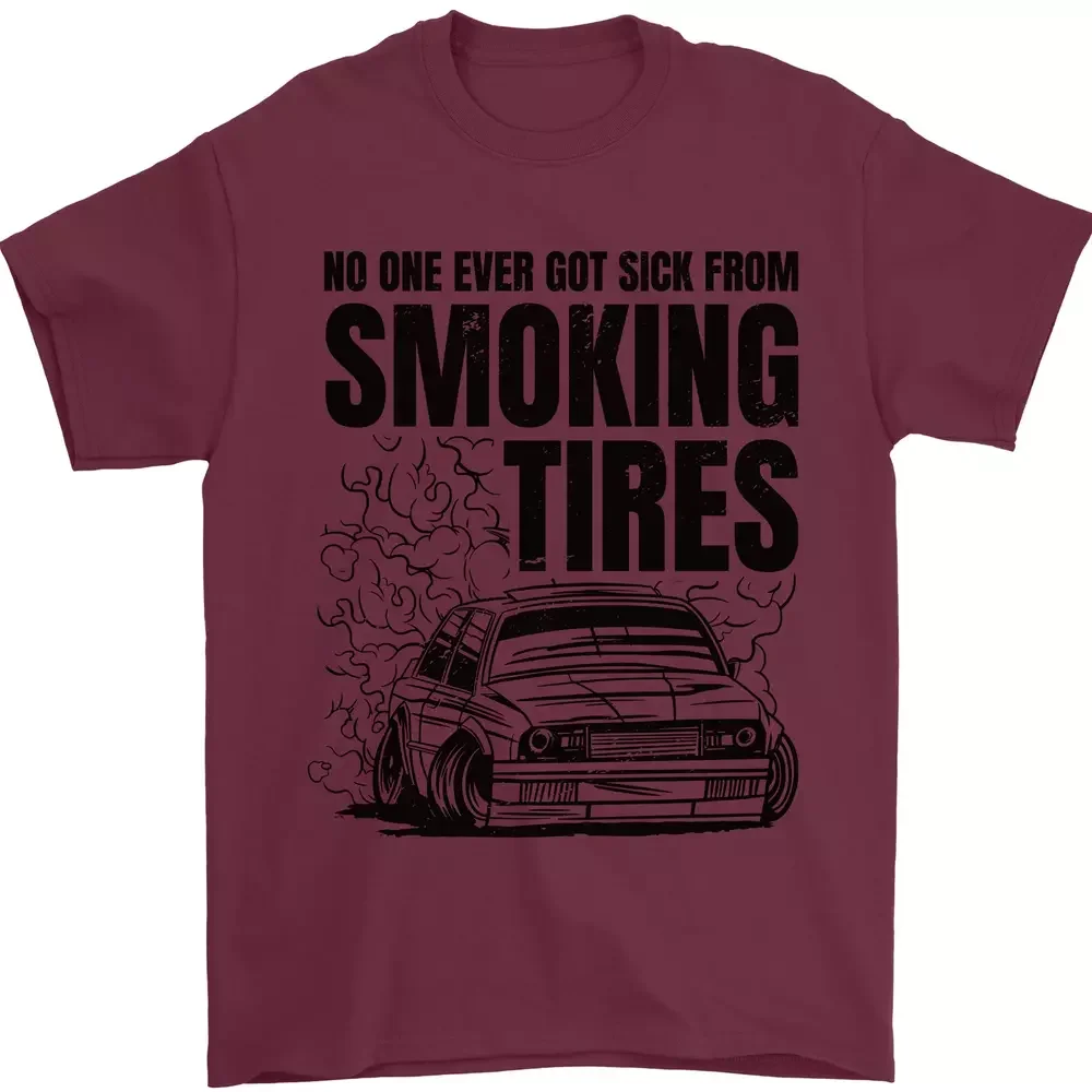 Car Drifting Burning Tires Men's 100% Cotton  Tees Cotton Luxury brand vintage oversized