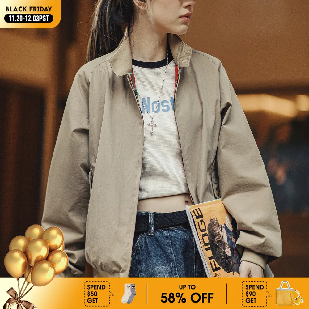 

Maden Vintage Jacket for Women Stand Up Collar Workwear Coat Spring and Autumn Vintage Baseball Jackets Unisex Clothing