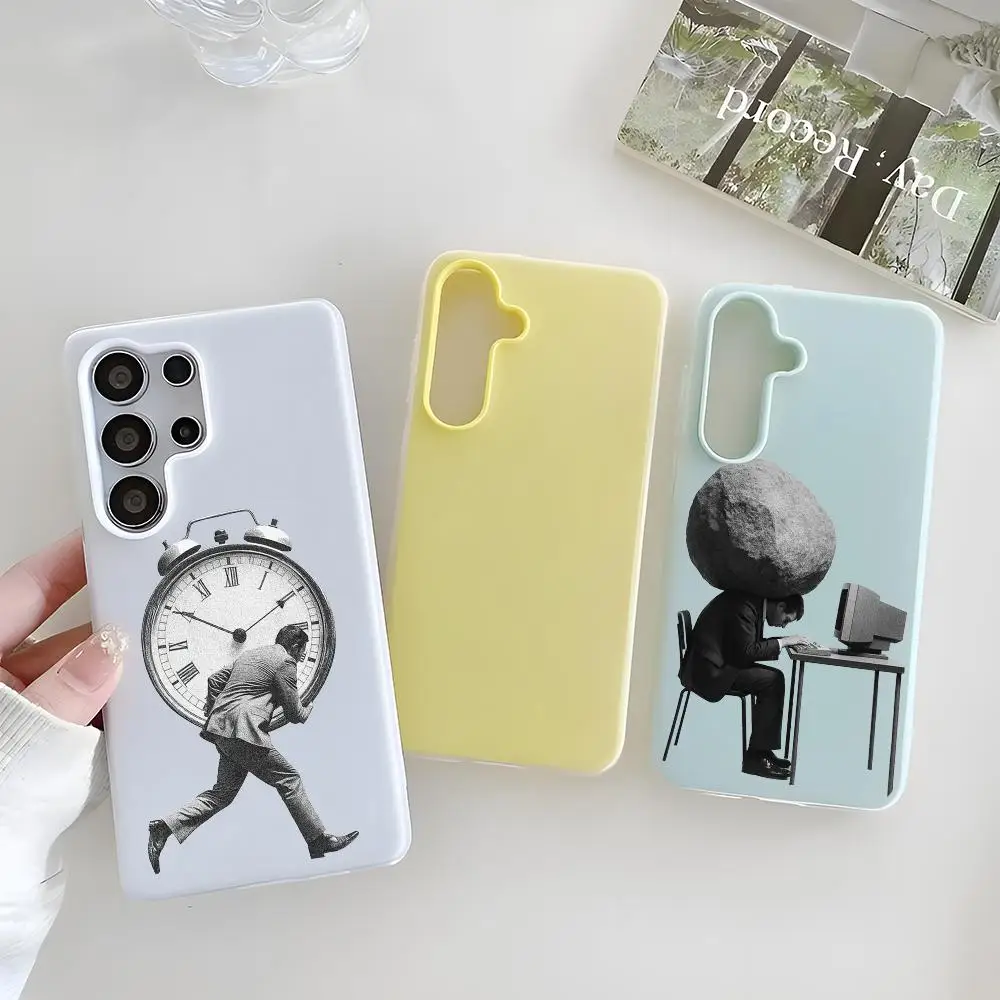 People Phone Case Clear TPU Case For Samsung S22-S26, 2-in-1 Detachable Card Holder