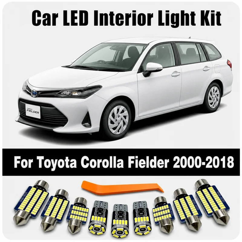 8Pcs Car LED Interior Bulb Accessories For Toyota Corolla Fielder 2000- 2013 2014 2015 2016 2017 2018 Dome Map Light Kit