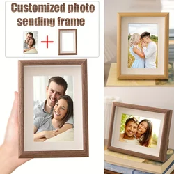 Marcos de fotos de madera personalizados, adornos de marcos de fotos personalizados, regalos navideños simples en el interior, conmemorar recuerdos preciosos