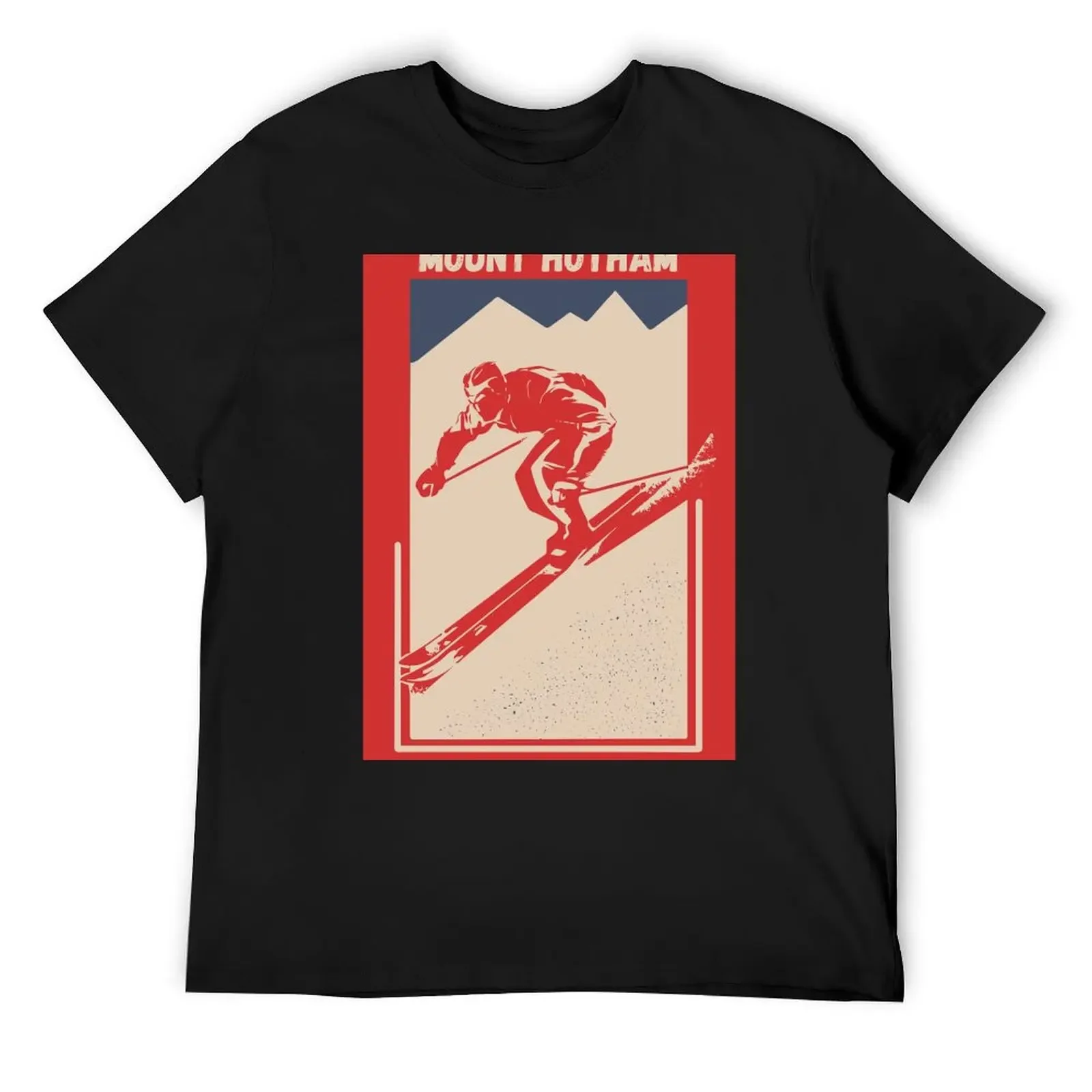 

Mount Hotham Australia Ski Resort Vintage Red Geometric Poster T-Shirt funny costumes man t shirt Men's clothing