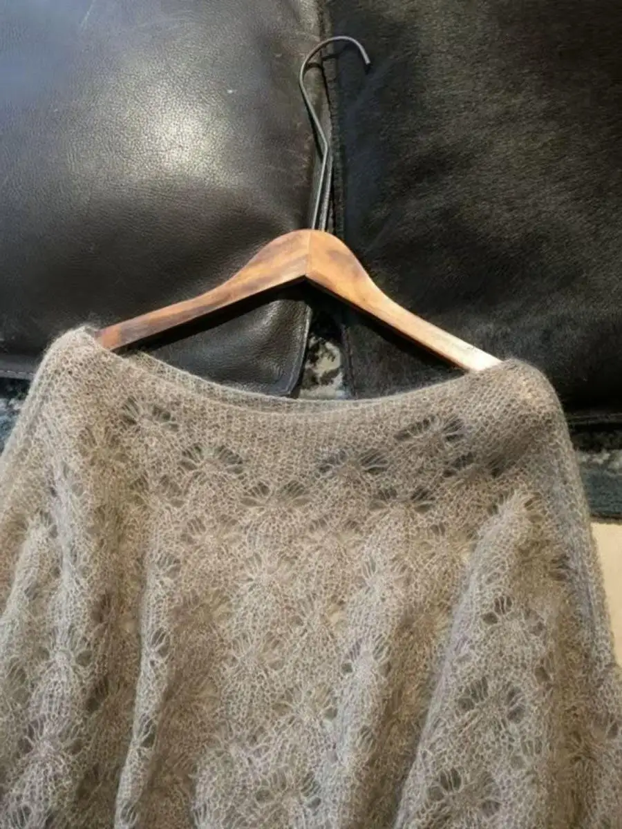 ملابس تريكو نسائية من Ele ey مجوفة ناعمة وفضفاضة أوائل الخريف، نظام ملح رقيق ومريح، تصميم بسيط محبوك... #1