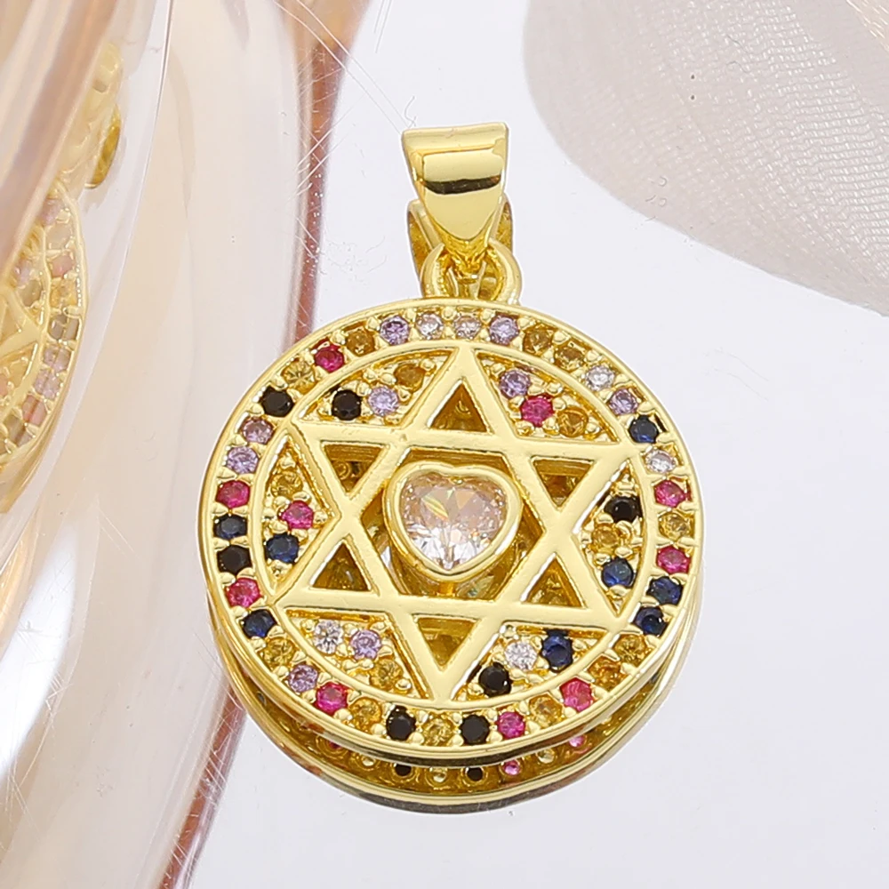 Juya 18K Real Gold Plated Handicraft Moon Star Flower Saint Mary Animal Tiger Leopard Dog Bear Greek Evil Eye Insect Bee Charms
