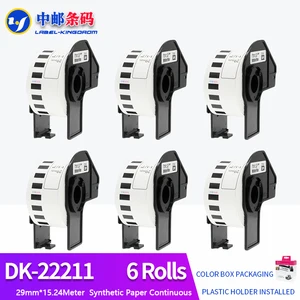 6 Rolls Generic DK-22211 Label 29mm*15.24M Continuous Compatible for Brother Printer QL-570/700 All Include Plastic Holder